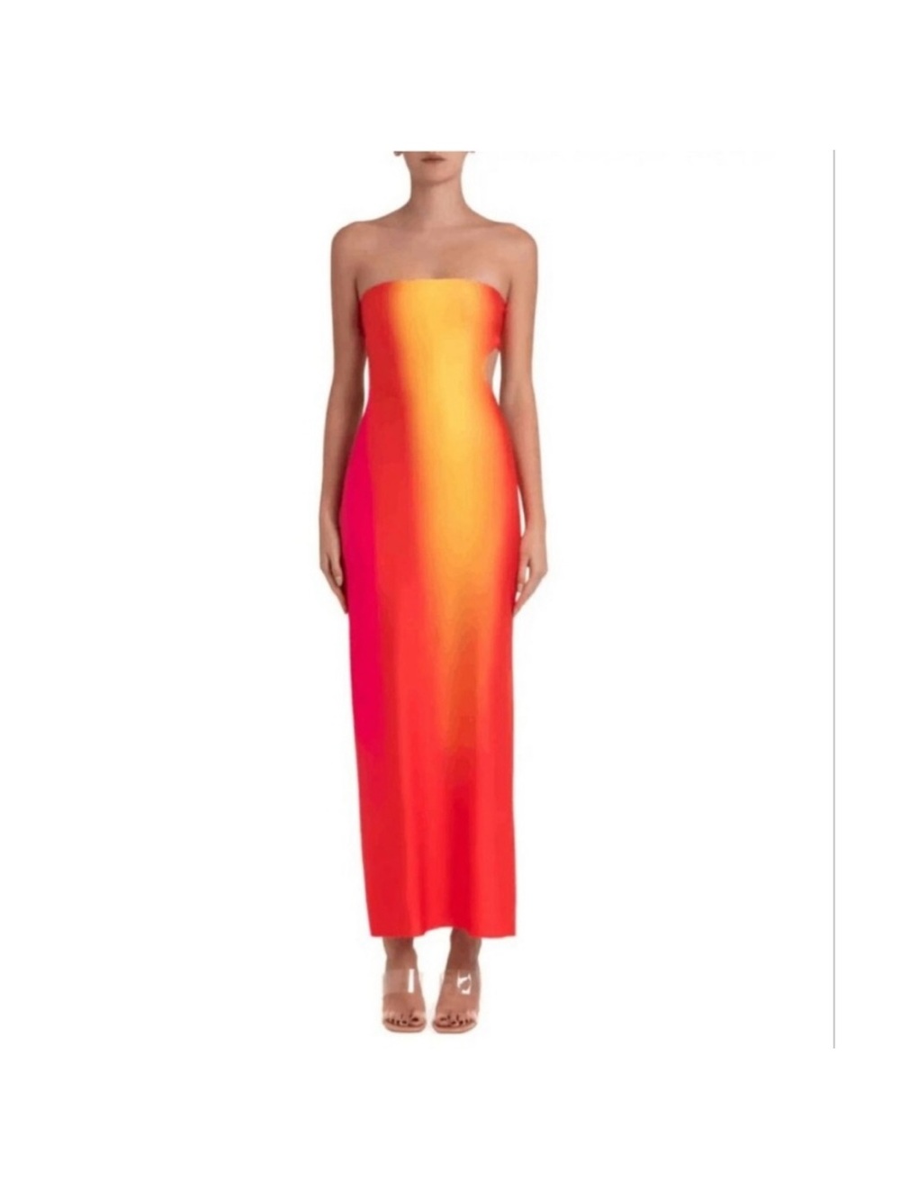 Baobab Collection Strapless Ombre Maxi Dress in Orange and Pink